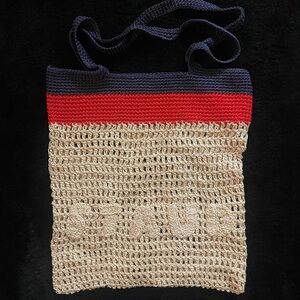 Staud Red and Cream Tote Bag